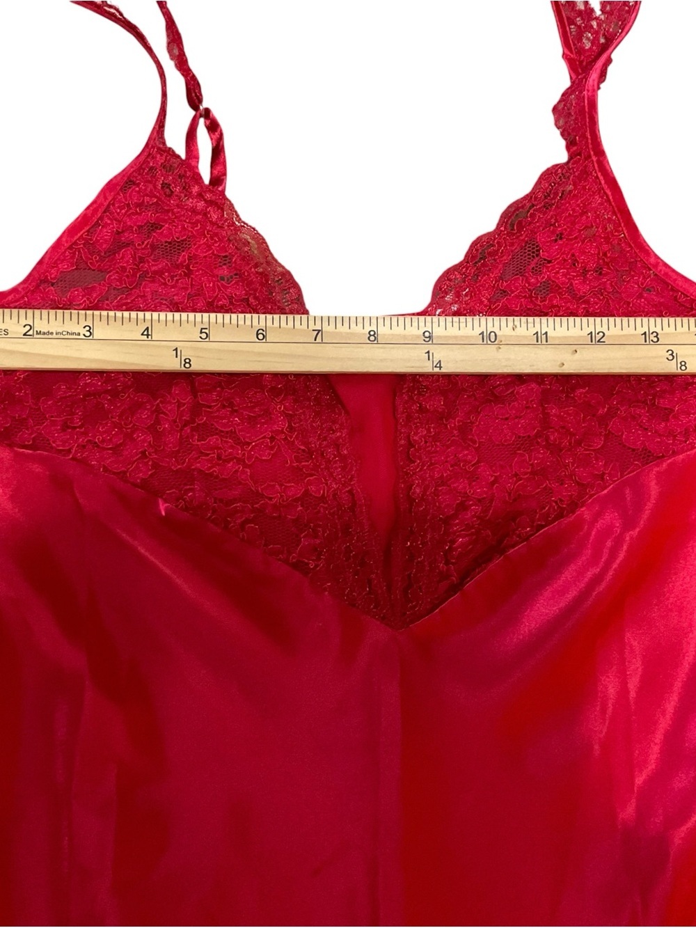 Victoria’s Secret Red Satin Lace Maxi Nightgown Slip Dress Gown M - Picture 6 of 7